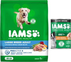 Iams ProActive Health Classic Ground with Chicken & Whole Grain Rice Wet Food + Large Breed Real Chicken Dry Dog Food