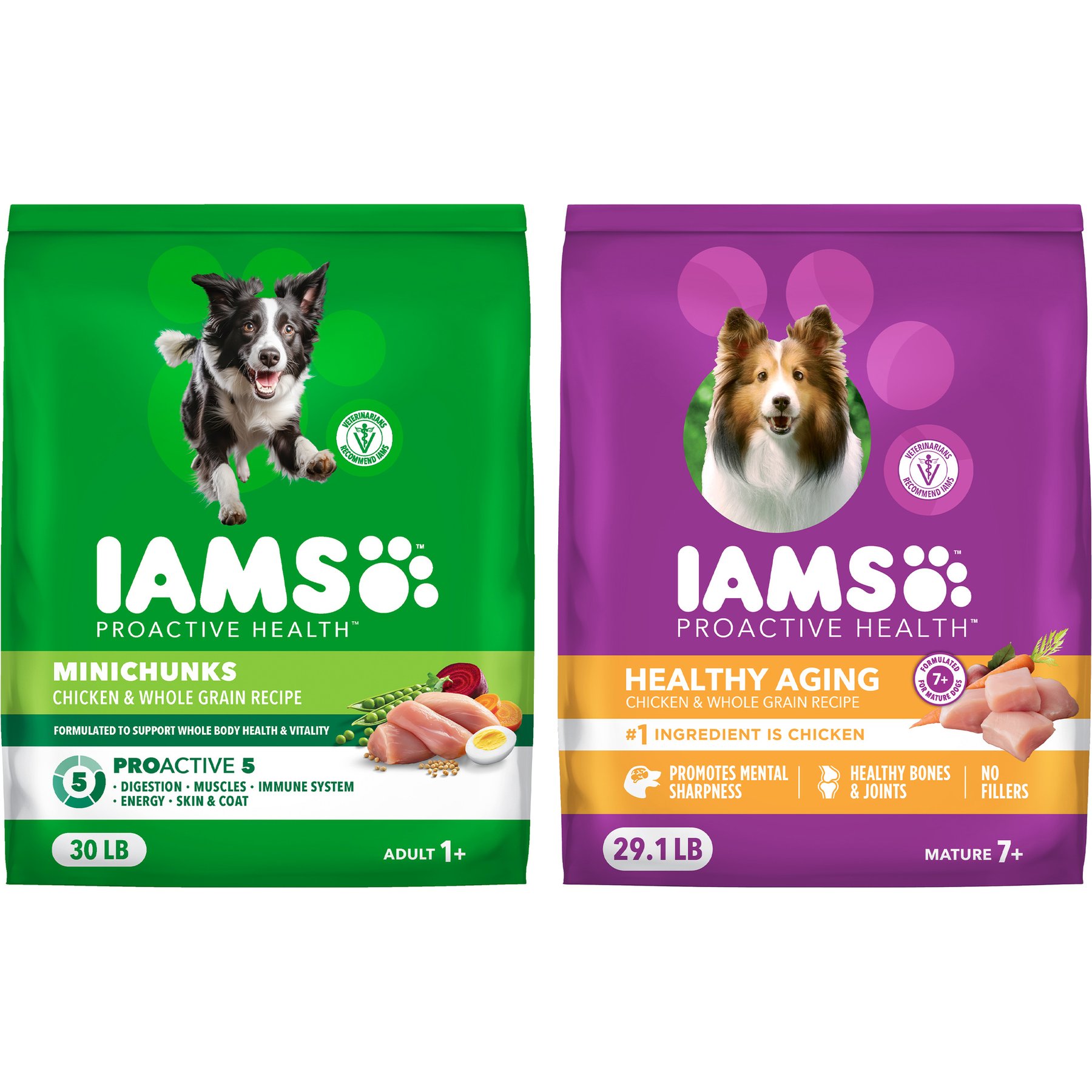 Iams MiniChunks Small Kibble + Healthy Aging Mature 7+ Real Chicken Dry Dog Food