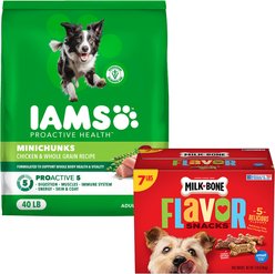 Iams ProActive Health Adult MiniChunks Dry Food + Milk-Bone Flavor Snacks for Small/Medium Dogs