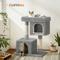 Show in main carousel: FEANDREA 33.1-in Cat Tree with Perch, 2 Cat Caves & Scratching Post, Smoky Gray, Light Gray slide 2 of 8