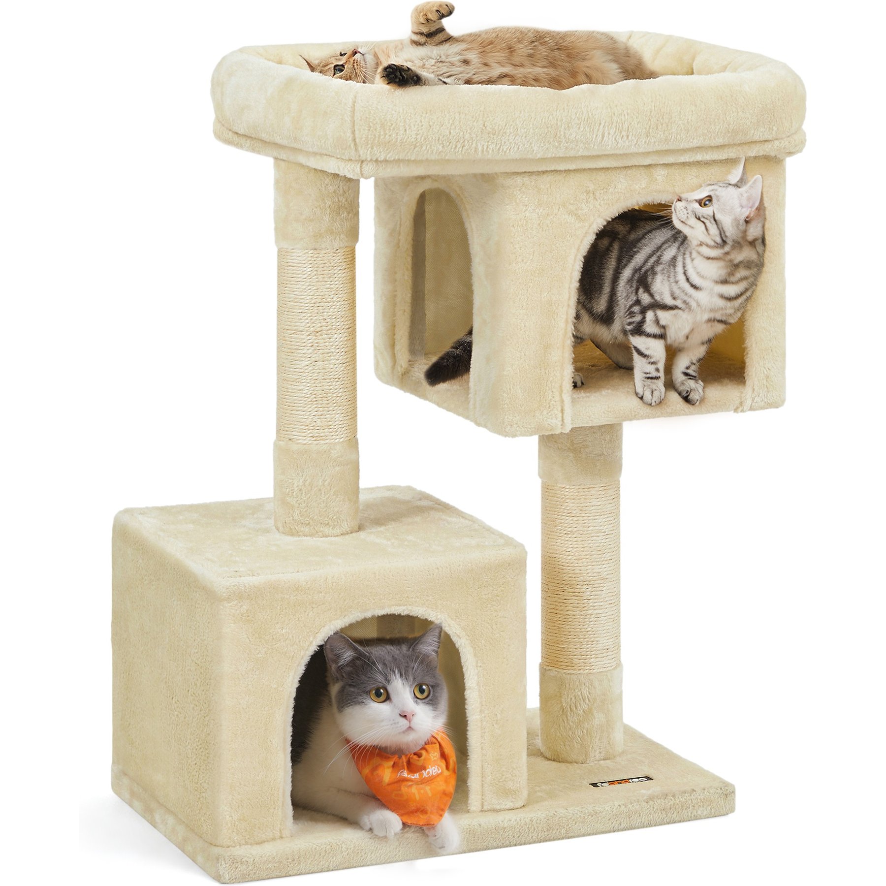 FEANDREA Multi-Level Plush Cat Tree & Condo, 33.1-in, Beige