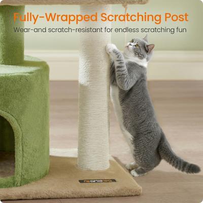 Show full view: FEANDREA 18.5-in Cat Tree Tower with Sisal Scratching Posts, Grass Green & Camel Brown slide 4 of 6