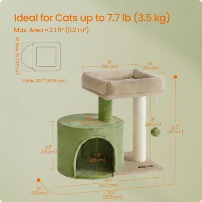 Show full view: FEANDREA 18.5-in Cat Tree Tower with Sisal Scratching Posts, Grass Green & Camel Brown slide 6 of 6