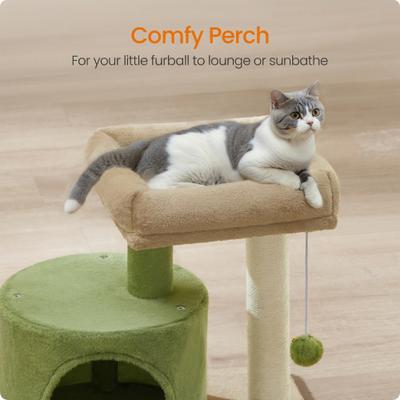 Show full view: FEANDREA 18.5-in Cat Tree Tower with Sisal Scratching Posts, Grass Green & Camel Brown slide 5 of 6