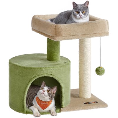 FEANDREA FEANDREA 18.5-in Cat Tree Tower with Sisal Scratching Posts, Grass Green & Camel Brown