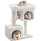 Show in main carousel: FEANDREA 33.1-in Cat Tree with Oversized Perch, 2 Spacious Cat Caves & Sturdy Scratching Post, Cream White slide 1 of 8