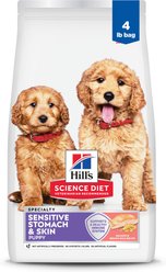 Hill's Science Diet Puppy Sensitive Stomach & Sensitive Skin Salmon & Brown Rice Recipe Dry Dog Food, 4-lb bag