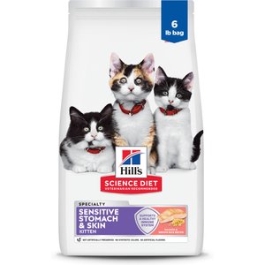 Hill's Science Diet Kitten Sensitive Stomach & Sensitive Skin Salmon & Brown Rice Recipe Dry Cat Food, 6-lb bag