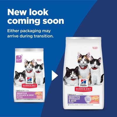 Show full view: Hill's Science Diet Kitten Sensitive Stomach & Sensitive Skin Salmon & Brown Rice Recipe Dry Cat Food, 3.5-lb bag slide 3 of 12