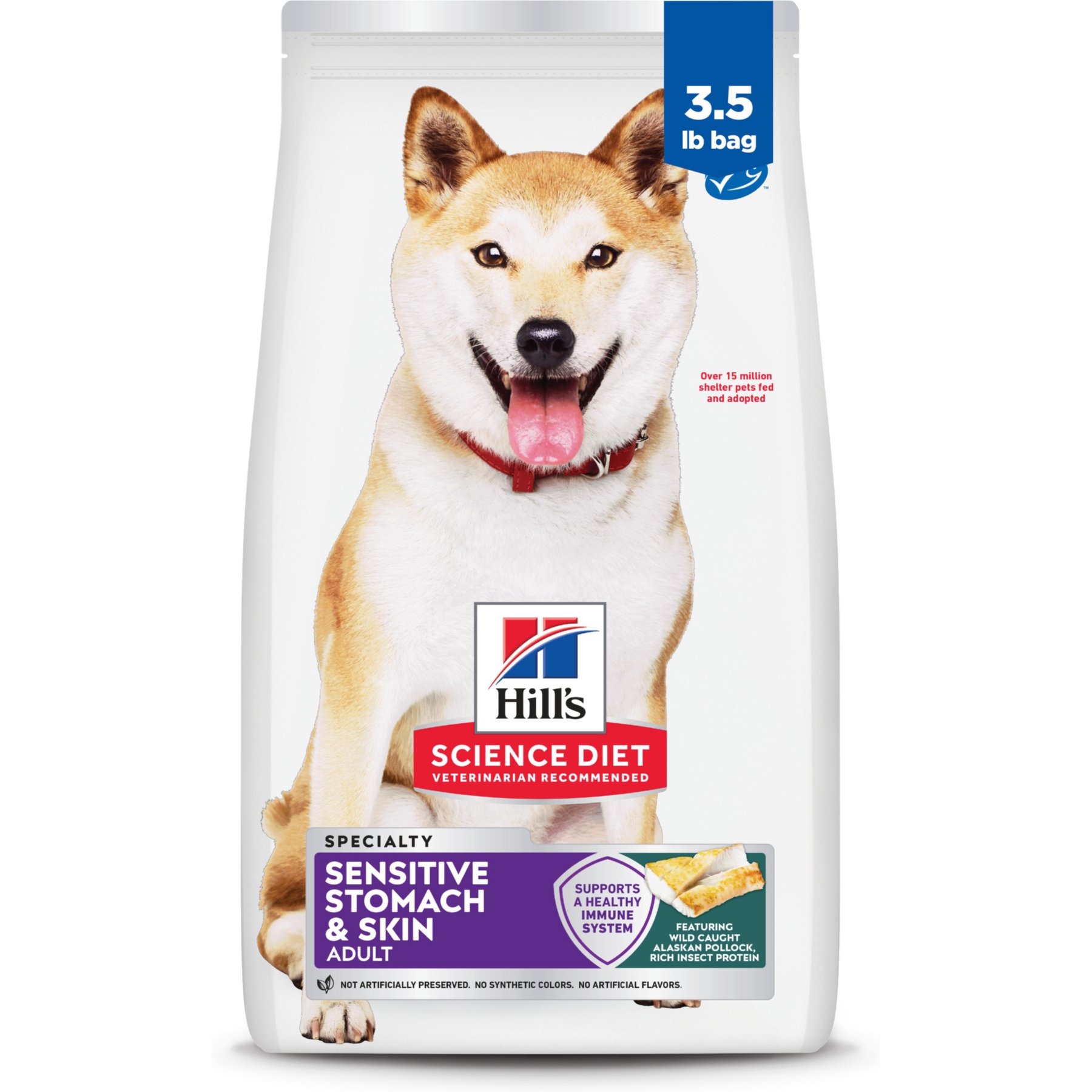 Hill's Science Diet Adult Sensitive Stomach & Sensitive Skin Pollock Meal, Barley & Insect Meal Recipe Dry Dog Food, 3.5-lb bag