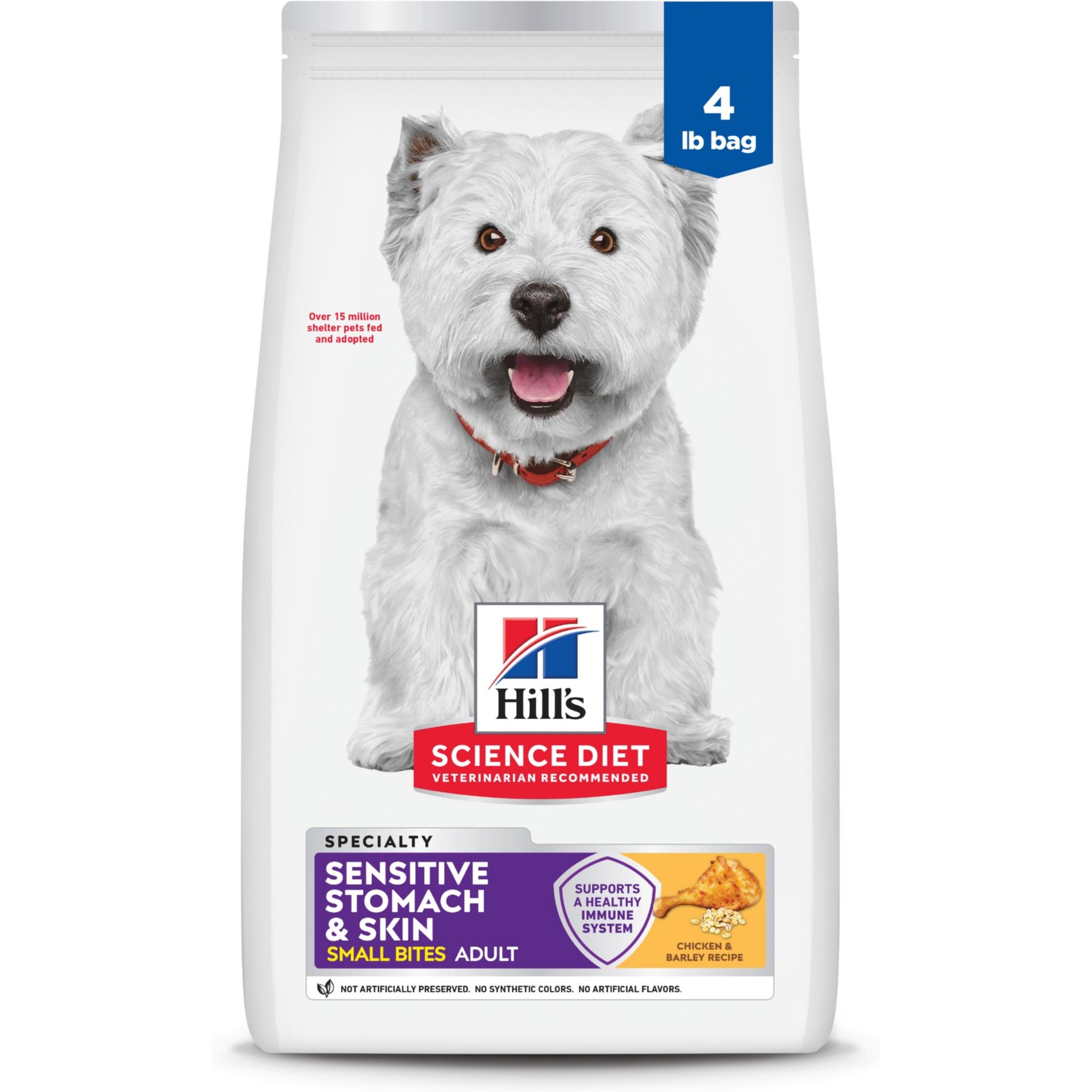 Hill's Science Diet Adult Sensitive Stomach & Sensitive Skin Small Bites Dry Dog Food, Chicken Recipe, 4-lb bag