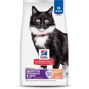 Hill's Science Diet Adult Sensitive Stomach & Skin Grain-Free Salmon & Yellow Pea Recipe Dry Cat Food, 13-lb Bag