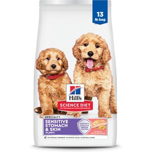 Hill's Science Diet Puppy Sensitive Stomach & Sensitive Skin Salmon & Brown Rice Recipe Dry Dog Food, 13-lb bag
