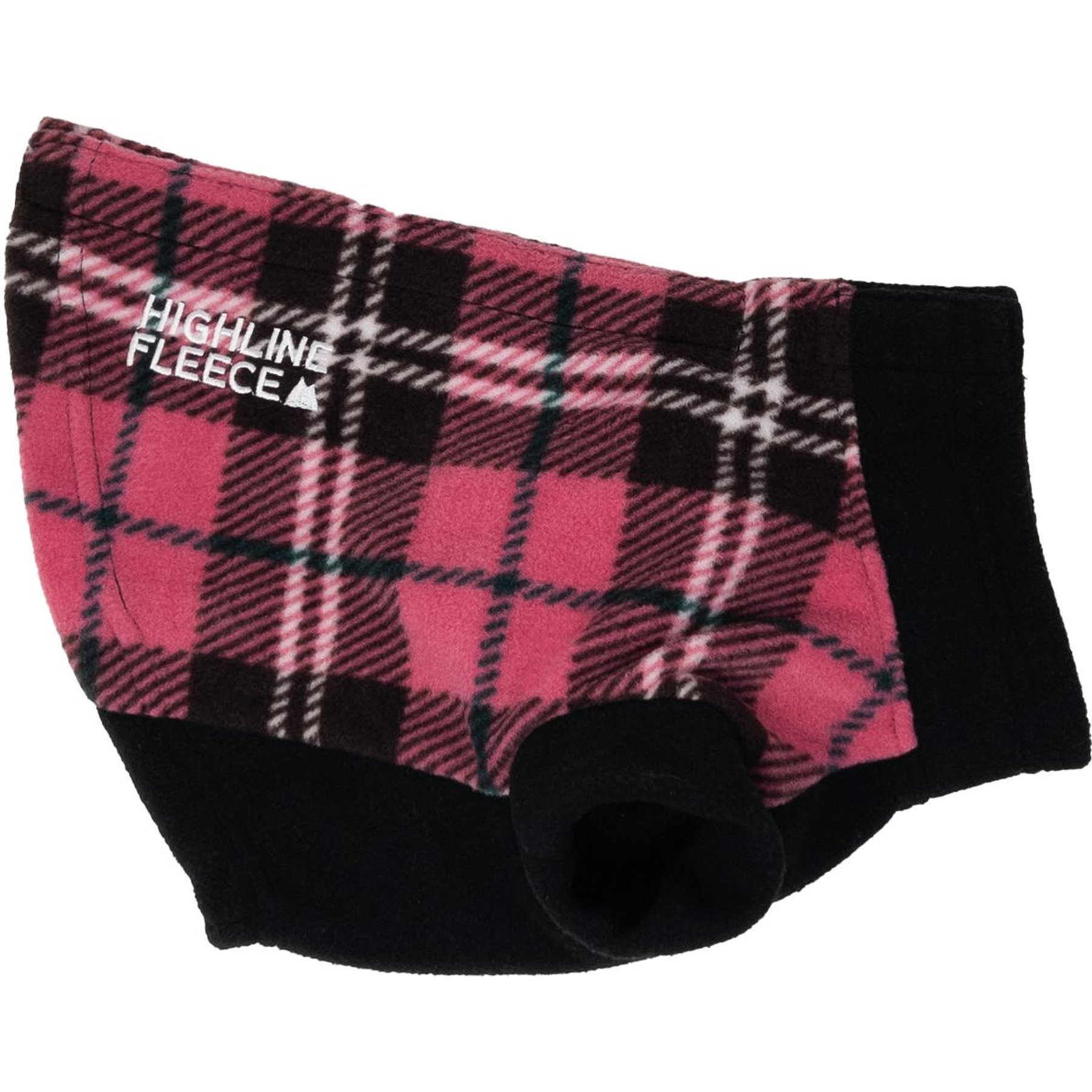 Doggie Design Highline Fleece Vest Dog Coat, Pink & Black Plaid, Size 26