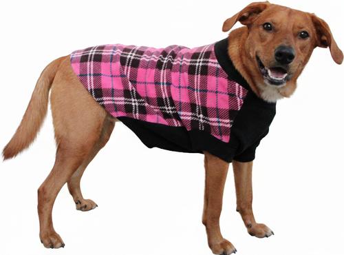 Show full view: Doggie Design Highline Fleece Vest Dog Coat, Pink & Black Plaid, Size 12 slide 2 of 4
