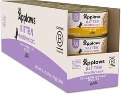 Applaws Kitten Healthy Start Chicken Breast Recipe Grain-Free Pate Canned Wet Cat Food, 2.47-oz, case of 12
