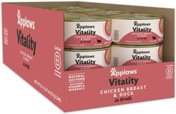 Applaws Vitality Chicken Breast & Duck Grain-Free Bits in Broth Canned Wet Cat Food, 2.47-oz, case of 24