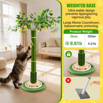 Show full view: HOMAGICO Indoor 45-in Sherpa Cat Scratcher with Sisal Rope, Interactive Ball, Self Groomer & Hanging Ball, Green slide 3 of 7