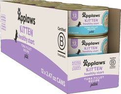 Applaws Kitten Healthy Start Tuna Fillet Recipe Grain-Free Pate Canned Wet Cat Food, 2.47-oz, case of 12