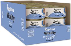 Applaws Vitality Tuna Fillet & Crab Grain-Free Bits in Broth Canned Wet Cat Food, 2.47-oz, case of 24