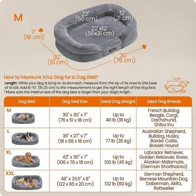 Show full view: FEANDREA Orthopedic Dog Sofa Bed with Waterproof Liner, Light Gray, Medium: 30 x 20 x 7-in slide 6 of 6