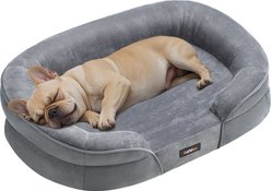 FEANDREA Orthopedic Dog Sofa Bed with Waterproof Liner, Light Gray, Medium: 30 x 20 x 7-in