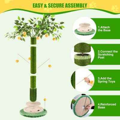 Show full view: HOMAGICO Indoor 45-in Sherpa Cat Scratcher with Sisal Rope, Interactive Ball, Self Groomer & Hanging Ball, Green slide 7 of 7