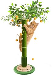 HOMAGICO Indoor 45-in Sherpa Cat Scratcher with Sisal Rope, Interactive Ball, Self Groomer & Hanging Ball, Green