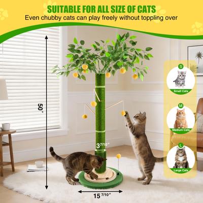Show full view: HOMAGICO Indoor 45-in Sherpa Cat Scratcher with Sisal Rope, Interactive Ball, Self Groomer & Hanging Ball, Green slide 2 of 7