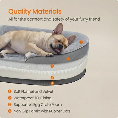 Show full view: FEANDREA Orthopedic Dog Sofa Bed with Waterproof Liner, Light Gray, Medium: 30 x 20 x 7-in slide 4 of 6