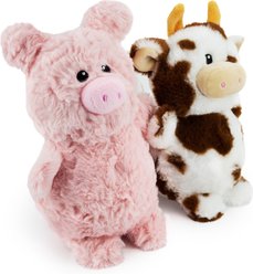 Giftable World Oinkers Pig & Moozie Cow Plush Dog Toys, Multi, 4.5-in, 2 count