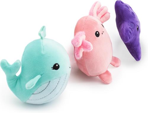 Show full view: Giftable World Bubble Buddies Starfish, Whale & Axolotl Plush Dog Toys, Multi, 4-in, 3 count slide 2 of 8