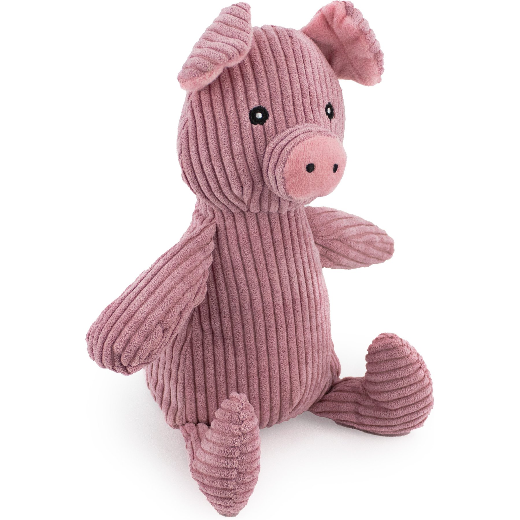 Giftable World Corduroy Sitting Pig Plush Dog Toy, Pink, 9-in
