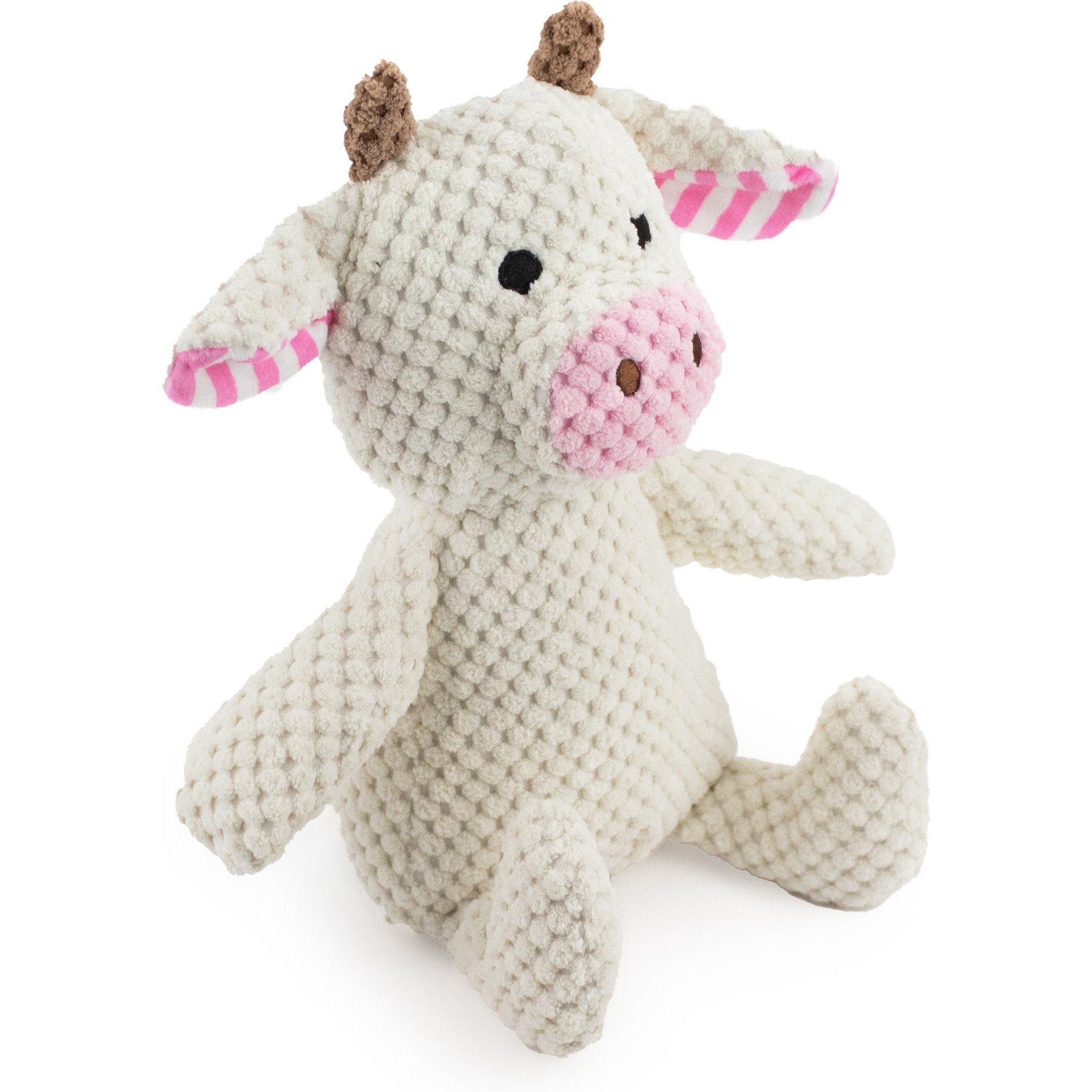 Giftable World Corduroy Sitting Cow Plush Dog Toy, Ivory, 9-in