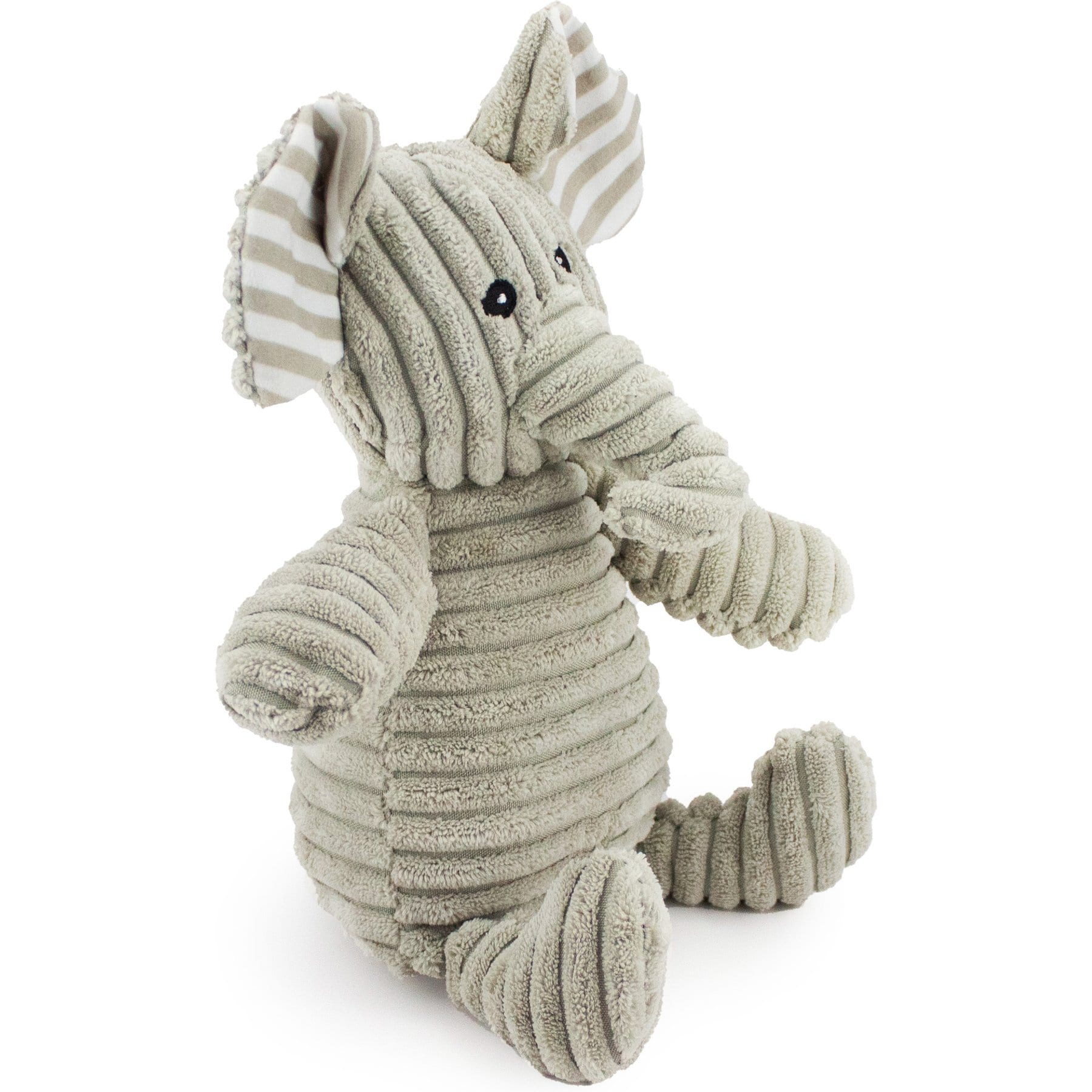 Giftable World Corduroy Sitting Elephant Plush Dog Toy, Grey, 9-in