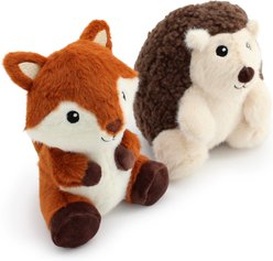 Giftable World Wildings Fox & Porcupine Plush Dog Toys, Multi, 6-in, 2 count