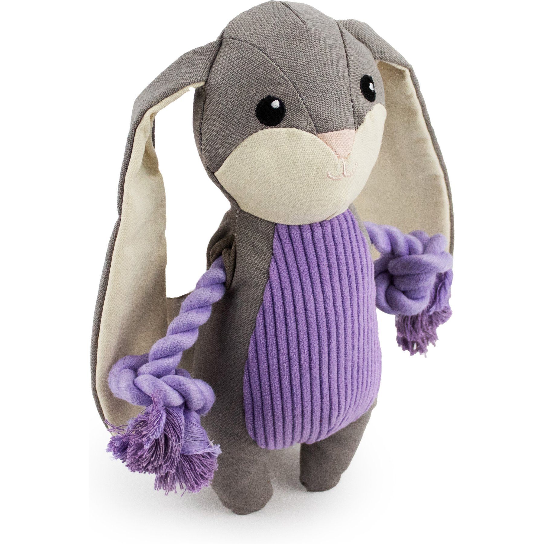 Giftable World Canvy Rabbit Plush Dog Toy, Grey, 9-in