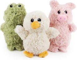 Giftable World Farm Fun Frog, Pig & Duck Plush Dog Toys, Multi, 4.5-in, 3 count