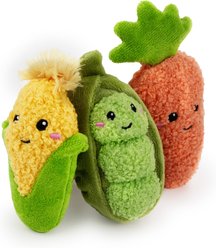 Giftable World Farmers Market Veggies Plush Dog Toys, Multi, 4-in, 3 count