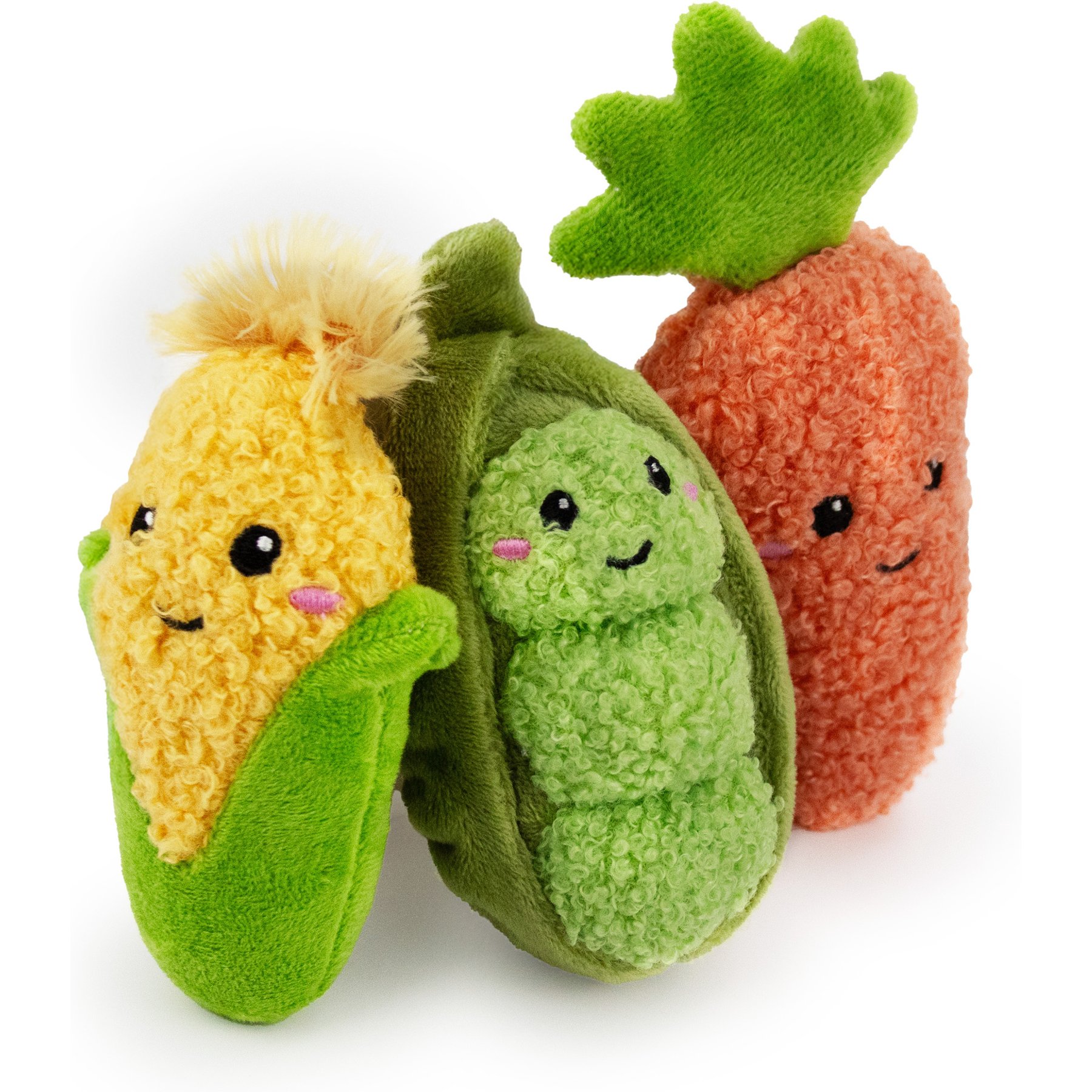 Giftable World Farmers Market Veggies Plush Dog Toys, Multi, 4-in, 3 count