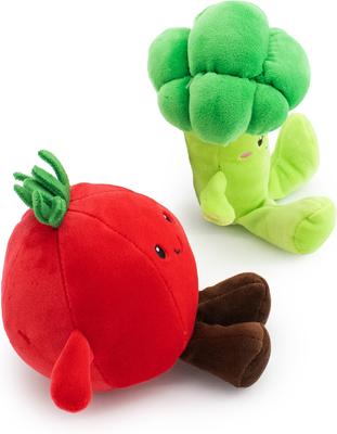 Show full view: Giftable World Caby's Treats Broccoli & Tomato Plush Dog Toys, Multi, 6-in, 3 count slide 2 of 4