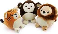 Giftable World Jungle Pals Lion, Tiger & Monkey Plush Dog Toys, Multi, 3.5-in, 3 count slide 1 of 8