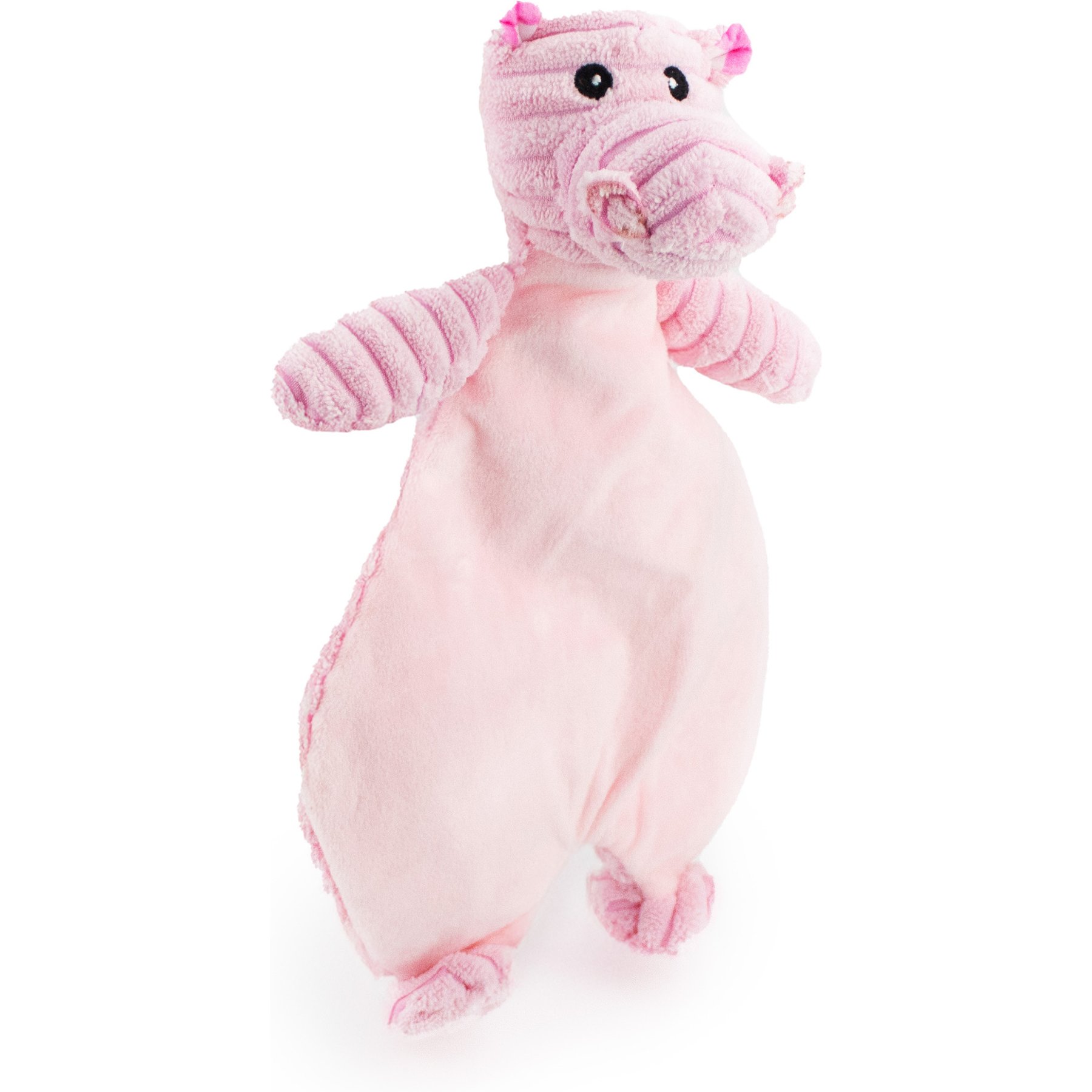 Giftable World Corduroy Hippo Flattie Plush Dog Toy, Pink, 12-in