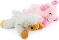 Giftable World Wee Pig & Lamb Plush Dog Toys, Multi, 7-in, 2 count