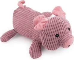Giftable World Corduroy Lying Pig Plush Dog Toy, Pink, 12-in