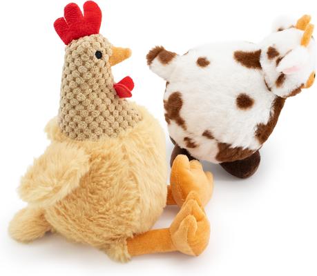 Show full view: Giftable World Rudy Rooster & Carter Cow Plush Dog Toys, Multi, 8-in, 2 count slide 2 of 5