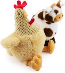 Giftable World Rudy Rooster & Carter Cow Plush Dog Toys, Multi, 8-in, 2 count