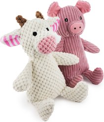 Giftable World Corduroy Farm Pig & Cow Plush Dog Toys, Multi, 7-in, 2 count