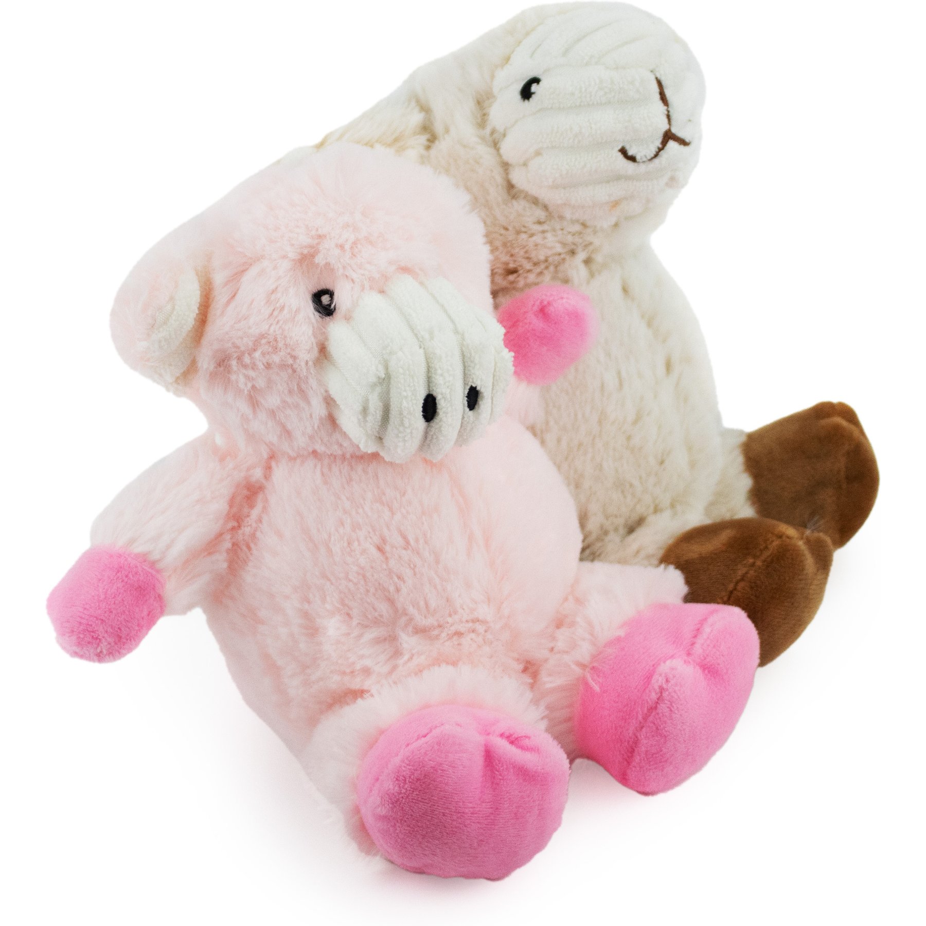 Giftable World Two Tone Cuddle Pig & Lamb Plush Dog Toys, Multi, 7-in, 2 count