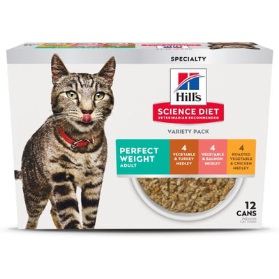 Hill's Science Diet Hill's Science Diet Adult Perfect Weight Vegetable Chicken, Turkey & Salmon Variety Pack Wet Cat Food, 2.9-oz can, case of 12